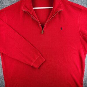 Polo Ralph Lauren 3XLT Red Long Sleeve 1/4 Zip Sweater Blue Pony 100% Cotton Men